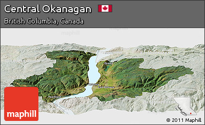 Satellite Panoramic Map of Central Okanagan, lighten