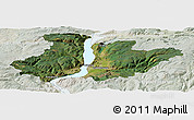 Satellite Panoramic Map of Central Okanagan, lighten