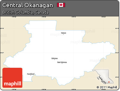 Classic Style Simple Map of Central Okanagan, single color outside