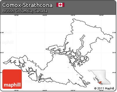 Blank Simple Map of Comox-Strathcona, cropped outside, no labels