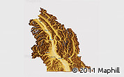 Physical 3D Map of East Kootenay, cropped outside