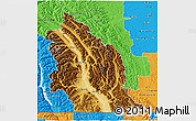 Physical 3D Map of East Kootenay, political outside