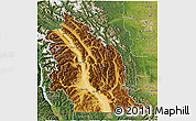 Physical 3D Map of East Kootenay, satellite outside