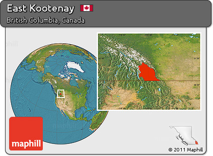 Satellite Location Map of East Kootenay