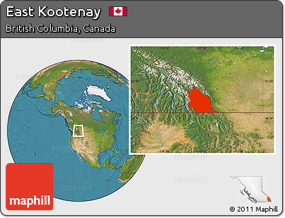 Satellite Location Map of East Kootenay