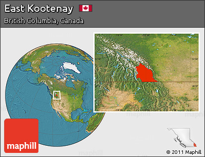 Satellite Location Map of East Kootenay