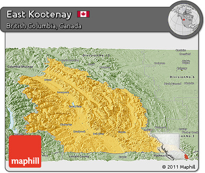 Savanna Style Panoramic Map of East Kootenay