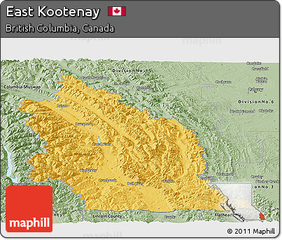 Savanna Style Panoramic Map of East Kootenay
