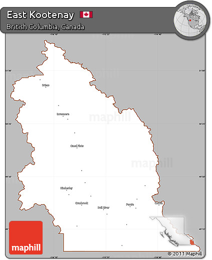 Gray Simple Map of East Kootenay, cropped outside