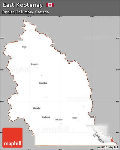 Gray Simple Map of East Kootenay, cropped outside