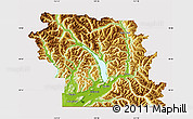 Physical Map of Fraser Valley, cropped outside