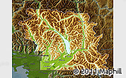 Physical Map of Fraser Valley, darken