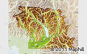 Physical Map of Fraser Valley, lighten