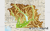 Physical Map of Fraser Valley, shaded relief outside