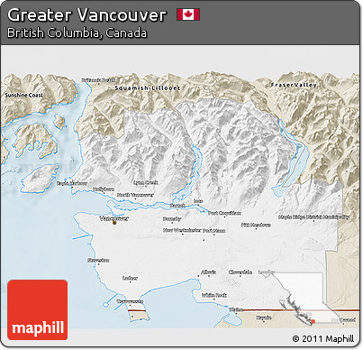 Classic Style 3D Map of Greater Vancouver