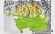 Physical 3D Map of Greater Vancouver, desaturated