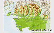 Physical 3D Map of Greater Vancouver, lighten