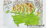 Physical 3D Map of Greater Vancouver, lighten, semi-desaturated