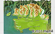 Physical 3D Map of Greater Vancouver, satellite outside