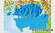 Political 3D Map of Greater Vancouver, physical outside