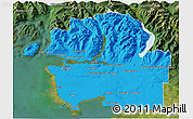 Political 3D Map of Greater Vancouver, satellite outside