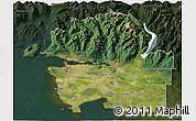 Satellite 3D Map of Greater Vancouver, darken