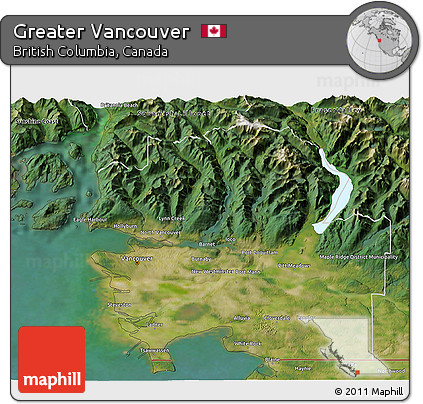 Satellite 3D Map of Greater Vancouver