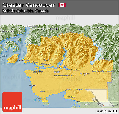 Savanna Style 3D Map of Greater Vancouver