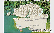 Shaded Relief 3D Map of Greater Vancouver, satellite outside