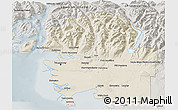 Shaded Relief 3D Map of Greater Vancouver, semi-desaturated