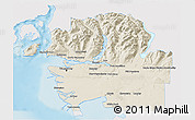 Shaded Relief 3D Map of Greater Vancouver, single color outside