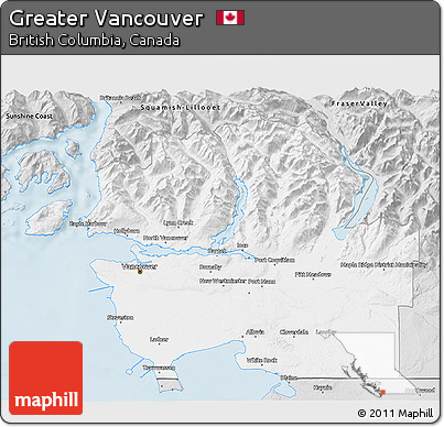 Silver Style 3D Map of Greater Vancouver