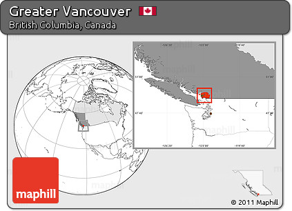 Blank Location Map of Greater Vancouver, highlighted country, highlighted parent region