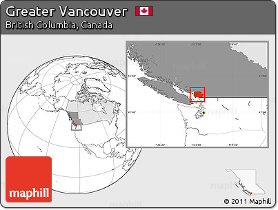 Blank Location Map of Greater Vancouver, highlighted country, highlighted parent region