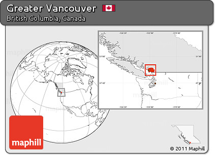 Blank Location Map of Greater Vancouver, highlighted parent region