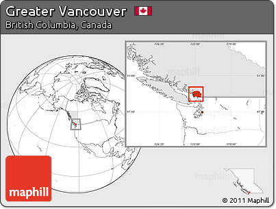 Blank Location Map of Greater Vancouver, highlighted parent region