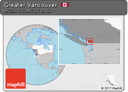 Gray Location Map of Greater Vancouver, highlighted country, highlighted parent region