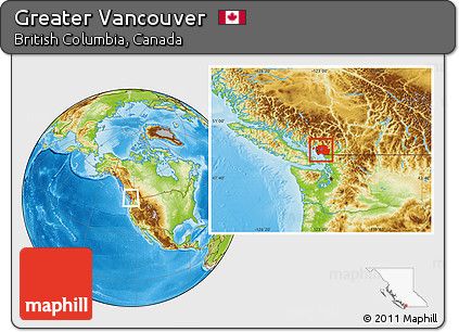 Physical Location Map of Greater Vancouver