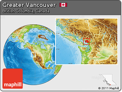 Physical Location Map of Greater Vancouver