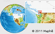 Physical Location Map of Greater Vancouver, highlighted country