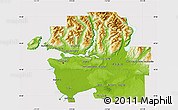 Physical Map of Greater Vancouver, cropped outside