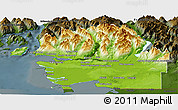 Physical Panoramic Map of Greater Vancouver, darken