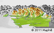 Physical Panoramic Map of Greater Vancouver, desaturated