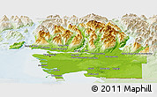 Physical Panoramic Map of Greater Vancouver, lighten