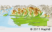 Physical Panoramic Map of Greater Vancouver, shaded relief outside