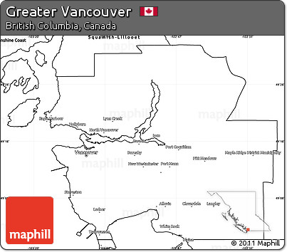 Blank Simple Map of Greater Vancouver