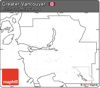 Blank Simple Map of Greater Vancouver, no labels