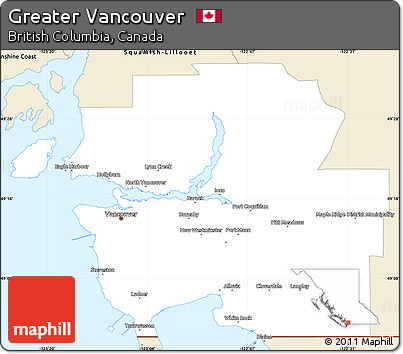 Classic Style Simple Map of Greater Vancouver