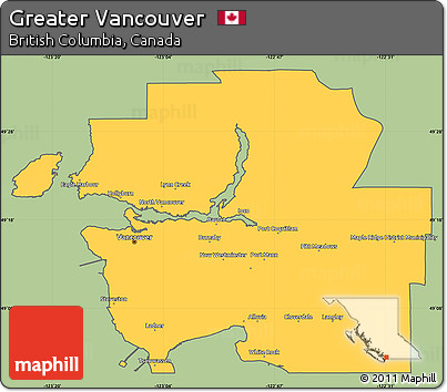 Savanna Style Simple Map of Greater Vancouver, cropped outside