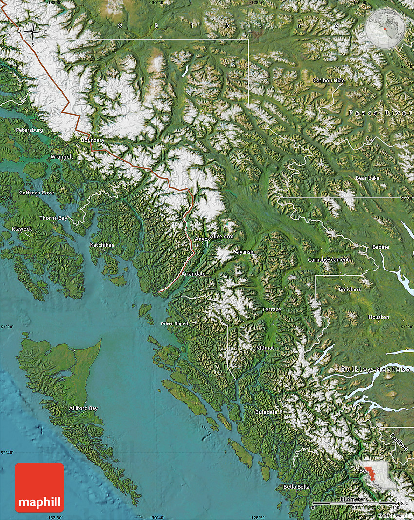 Satellite Map of KitimatStikine